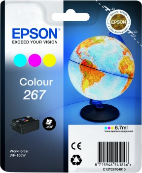 Epson originál ink C13T26704010, 267, color, 6,7ml, Epson WF-100W