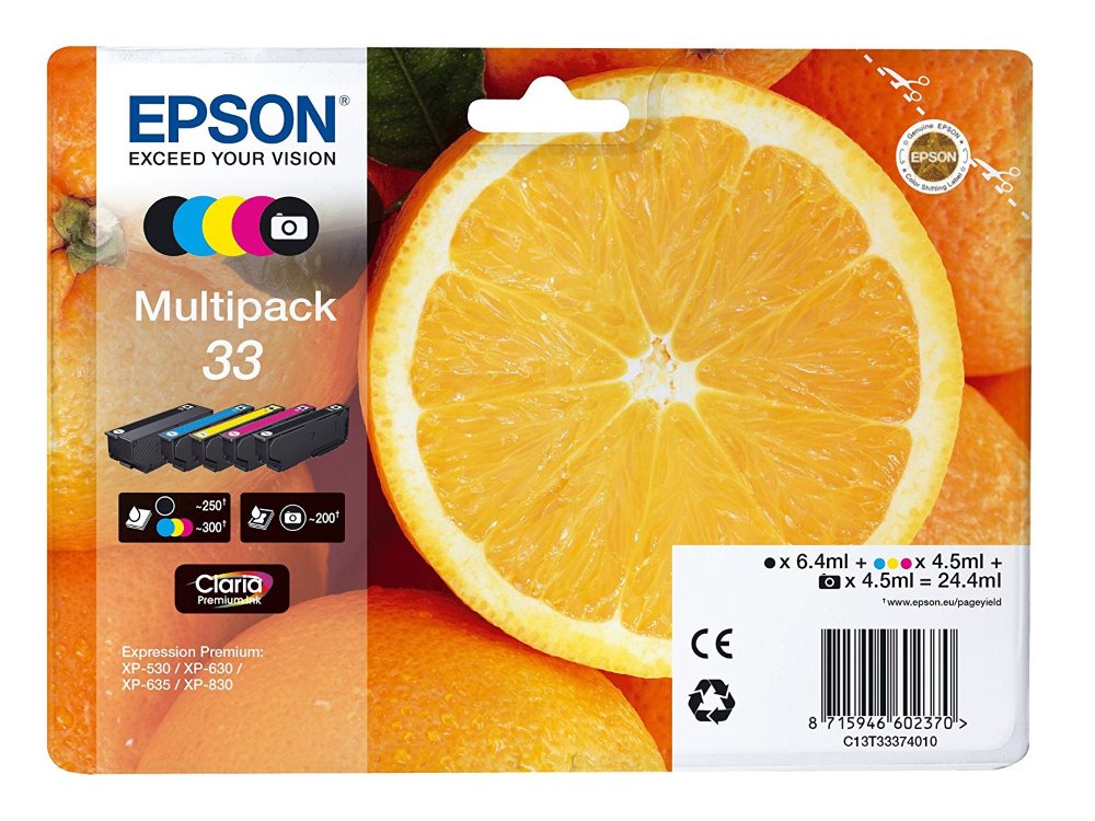 Epson originál ink C13T33374011, T33, CMYK, 6,4/4x4,5ml, Epson Expression Home a Premium XP-530,630