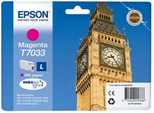 Epson originál ink C13T70334010, L, magenta, 800str., Epson WorkForce Pro WP4000, 4500 series