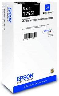 Epson originál ink C13T755140, T7551, XL, black, 5000str., 100ml, 1ks, Epson WorkForce Pro WF-8590D