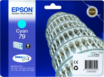 Epson originál ink C13T79124010, 79, L, cyan, 800s, 7ml, 1ks, Epson WorkForce Pro WF-5620DWF, WF-51