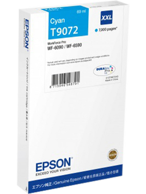 Epson originál ink C13T907240, T9072, XXL, cyan, 69ml, Epson WorkForce Pro WF-6090DW