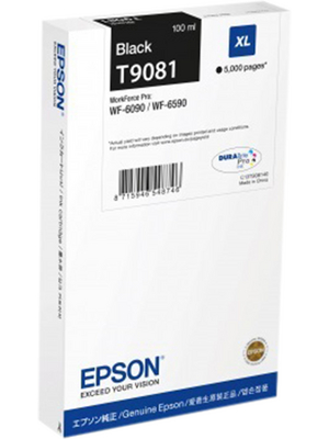 Epson originál ink C13T908140, T9081, XL, black, 100ml, Epson WorkForce Pro WF-6090DW