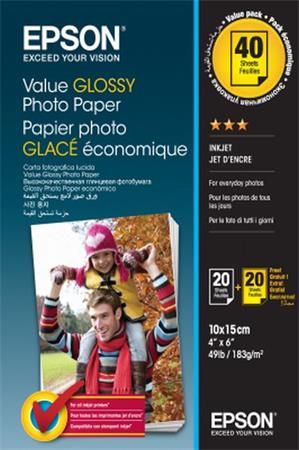 EPSON paper 10x15 - 183g/m2 - 2x20 sheets - value glossy photo paper C13S400044