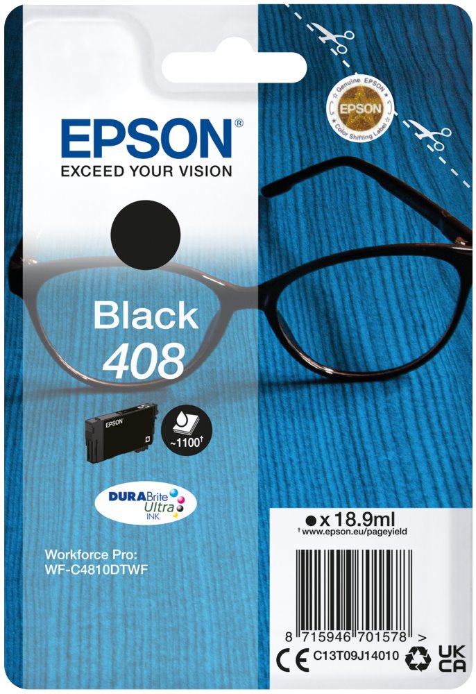 EPSON Singlepack Black 408 DURABrite Ultra Ink C13T09J14010