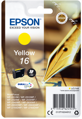 Epson Singlepack Yellow 16 DURABrite Ultra Ink C13T16244012