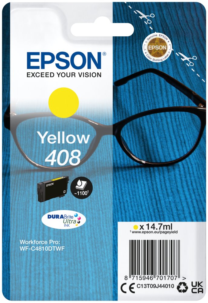 EPSON Singlepack Yellow 408 DURABrite Ultra Ink C13T09J44010