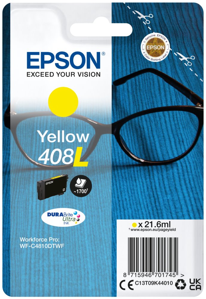 EPSON Singlepack Yellow 408L DURABrite Ultra Ink C13T09K44010