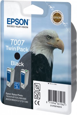 Epson T007 Twin Pack - 2-balení - 16 ml - černá - originál - blistr - inkoustová cartridge - pro St C13T00740210