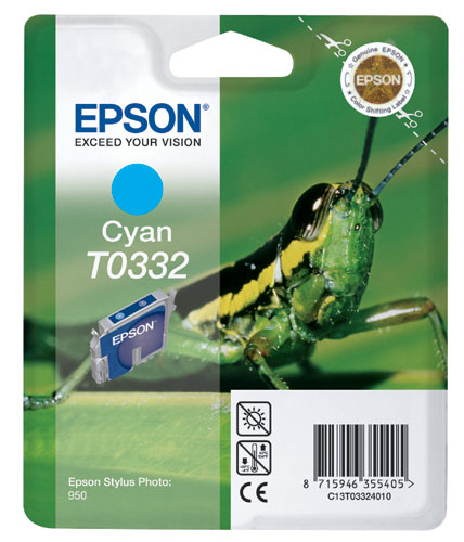 Epson T0332 - 17 ml - azurová - originál - blistr - inkoustová cartridge - pro Stylus Photo 950 C13T03324010