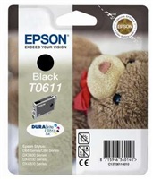 Epson T0611 - 8 ml - černá - originál - blistr s RF / akustickým alarmem - inkoustová cartridge - p C13T06114020