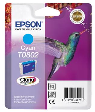 Epson T0802 - 7.4 ml - azurová - originál - blistr - inkoustová cartridge - pro Stylus Photo P50, P C13T08024011