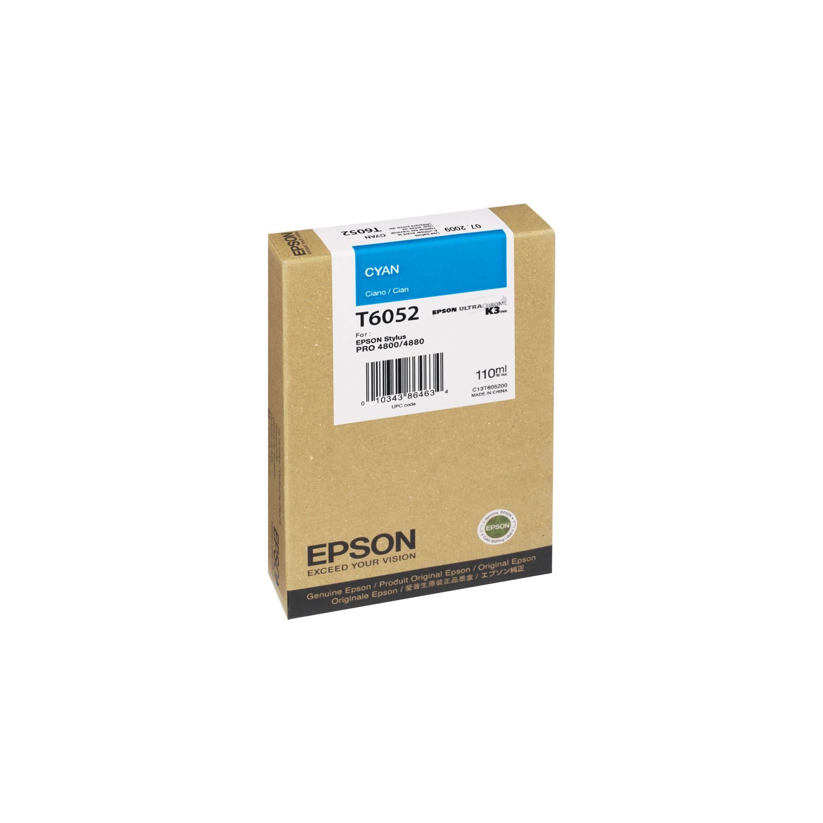 Epson T6052 - 110 ml - azurová - originál - inkoustová cartridge - pro Stylus Pro 4800, Pro 4880, P C13T605200