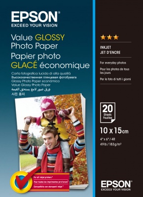EPSON Value Glossy Photo Paper 10x15cm 20 sheet C13S400037