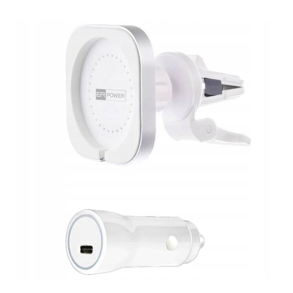 ER POWER držiak do auta Car Vent Mount pre Magsafe + 20W Charger - White ERPWCMCH-WH