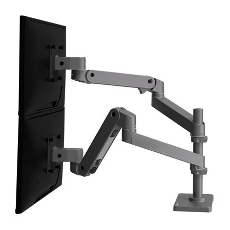 ERGOTRON LX Pro Dual Stacking Arm, stolní dvouramenný držák pro 2 monitry, šedá 45-690-293