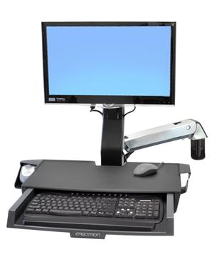 ERGOTRON StyleView® Sit-Stand Combo Arm s prac. plochou,nástenný držiak do lišty LCD, klávesnica+ myš,sklopný 45-260-026