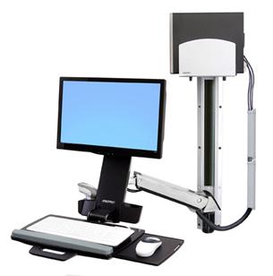 Ergotron StyleView Sit-Stand Combo System With Medium Silver CPU Holder - Montážní sada (kloubové r 45-271-026