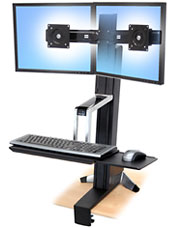 Ergotron WorkFit-S Dual Monitor Standing Desk Workstation - Montážní sada (svorka k montáži na stůl 33-341-200