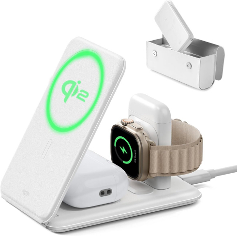 ESR Qi2 3-in-1 Travel Wireless Charging Set - White 2C569A-WH