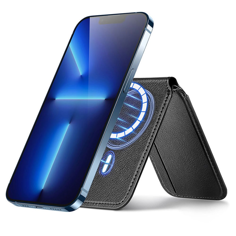 ESR Vegan Leather Magnetic Wallet Stand - Black Sheepskin ESR-HLW-BK