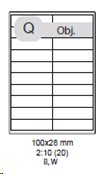 etikety ECODATA Samolepiace 100x28 univerzálne biele 20ks/A4 (100 listov A4/bal.) ECO-10002800