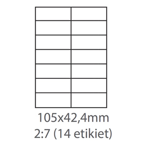 etikety ECODATA Samolepiace 105x42,4 univerzálne biele (1000 listov A4/bal.) 10504200F