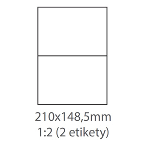 etikety ECODATA Samolepiace 210x148,5 univerzálne biele 2ks/A4 (100 listov A4/bal.) ECO-21014800