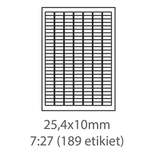 etikety ECODATA Samolepiace 25,4x10 univerzálne biele 189ks/A4 (100 listov A4/bal.) ECO-02501000