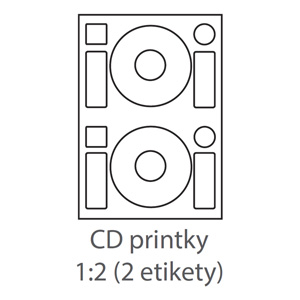 etikety ECODATA Samolepiace 2xCD-KRUH univerzálne biele 2ks/A4 (100 listov A4/bal.) ECO-2CD-KRUH-100