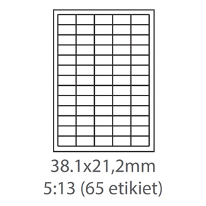 etikety ECODATA Samolepiace 38,1x21,2 univerzálne biele 65ks/A4 (100 listov A4/bal.) ECO-03802100