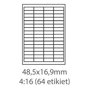 etikety ECODATA Samolepiace 48,5x16,9 univerzálne biele 64ks/A4 (100 listov A4/bal.) ECO-04801690
