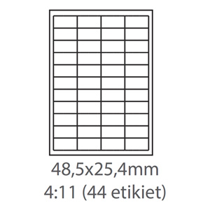 etikety ECODATA Samolepiace 48,5x25,4 univerzálne biele 44ks/A4 (100 listov A4/bal.) ECO-04802544
