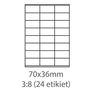 etikety ECODATA Samolepiace 70x36 univerzálne biele 24ks/A4 (100 listov A4/bal.) ECO-07003602