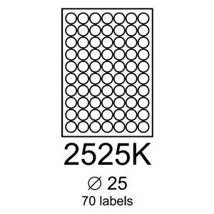 etikety RAYFILM 25mm kruh lesklé transparentné samolepiace inkjet R0466.2525KB-LCUT (50 list./A4) R0466.2525KB-LCUTA4
