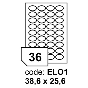 etikety RAYFILM 38,6x25,6 (oval) univerzálne biele R0100ELO1A (100 list./A4) R0100.ELO1A