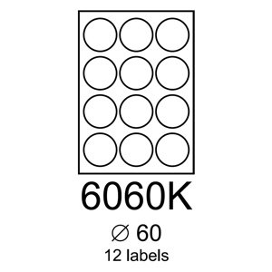 etikety RAYFILM 60mm kruh matné biele polyesterové laser R05026060KA (100 list./A4) R0502.6060KA