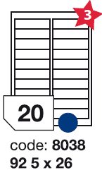 etikety RAYFILM 92,5x26 univerzálne biele R01008038F (1.000 list./A4) R0100.8038F