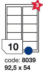 etikety RAYFILM 92,5x54 univerzálne biele R01008039F (1.000 list./A4) R0100.8039F