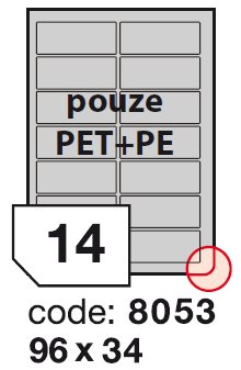 etikety RAYFILM 96x34 matné biele polyetylenové laser/inkjet R05038053A (100 list./A4) R0503.8053A