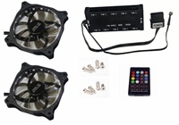 EUROCASE ventilátor RGB 120mm (FullControl spot Led), set 2ks + controller FAN-rgbFS2418-2