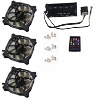 EUROCASE ventilátor RGB 120mm (FullControl spot Led), set 3ks + controller FAN-rgbFS2418-3