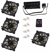 EUROCASE ventilátor RGB 120mm (FullControl spot Led), set 4ks + controller FAN-rgbFS2418-4