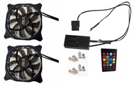 EUROCASE ventilátor RGB 120mm (spot Led), set 2ks + controller FAN-rgbSS2414-2