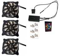 EUROCASE ventilátor RGB 120mm (spot Led), set 3ks + controller FAN-rgbSS2414-3