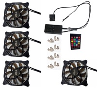 EUROCASE ventilátor RGB 120mm (spot Led), set 4ks + controller FAN-rgbSS2414-4
