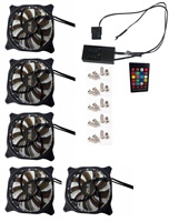 EUROCASE ventilátor RGB 120mm (spot Led), set 5ks + controller FAN-rgbSS2414-5
