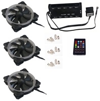 EUROCASE ventilátor RGB 120mm (Turbine blade, FullControl Led), set 3ks + controller FAN-rgbFR2417-3