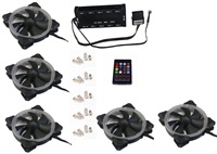 EUROCASE ventilátor RGB 120mm (Turbine blade, FullControl Led), set 5ks + controller FAN-rgbFR2417-5