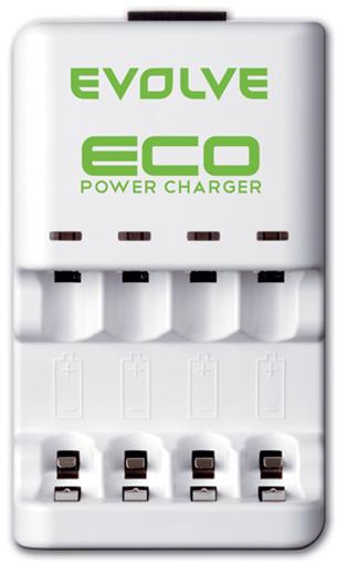 EVOLVE ECOcharger - regenerátor jednorazových batérií (alkalických) a dobíjačka akumulátorov (Ni-MH, Ni-Cd)